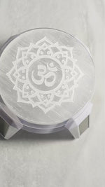 Load and play video in Gallery viewer, SELENITE CHARGING ROUND  PLATE  OM 1