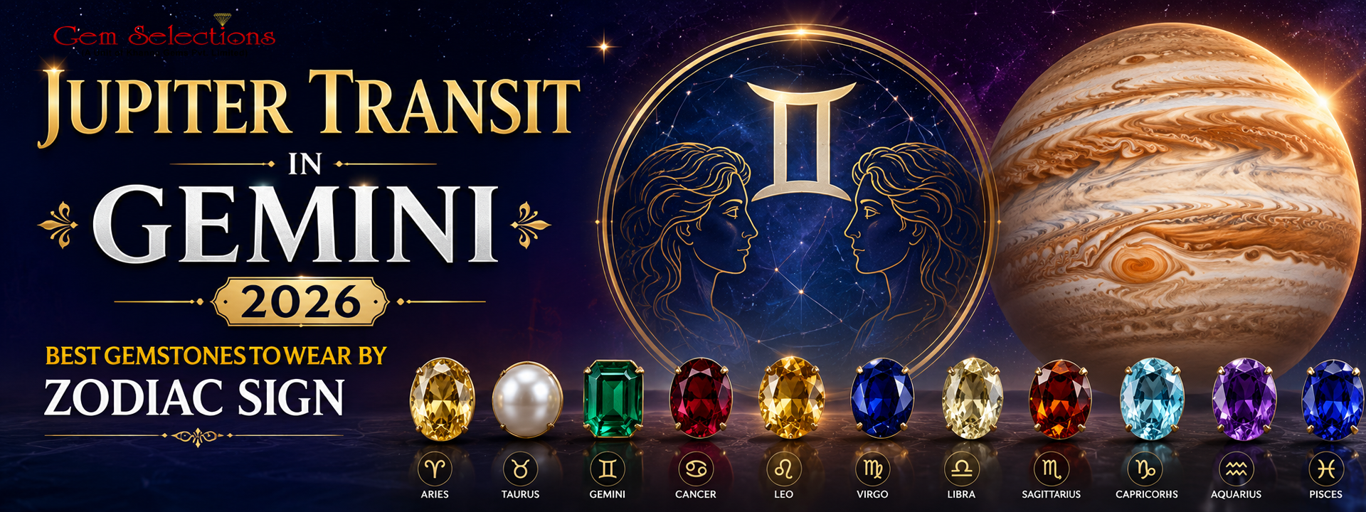 Jupiter Transit Gemini 2026: Best Gemstones by Zodiac Sign | Gem Selections
