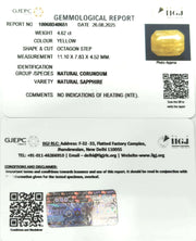 4.62/CT Natural Yellow Sapphire With Govt Lab Certificate (1221)