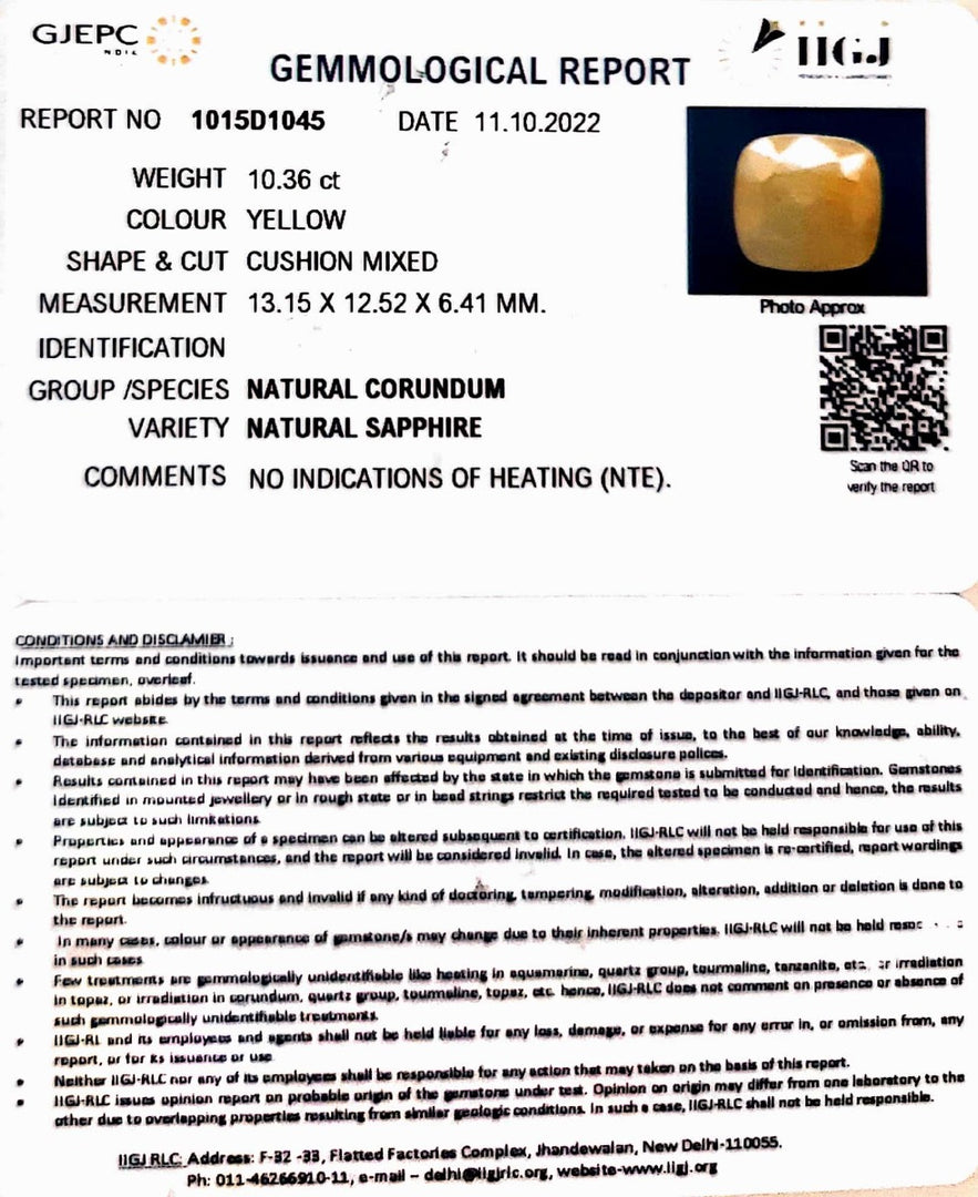 10.36 Carat Natural Ceylonese Pukhraj with Govt Lab Certificate-4551