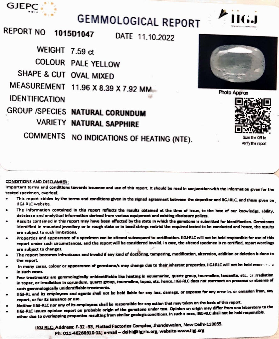 7.59 Carat Natural Ceylonese Pukhraj with Govt Lab Certificate-4551