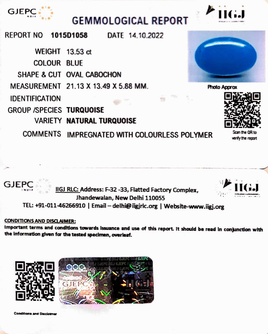 13.53 Carat Turquoise-(832)