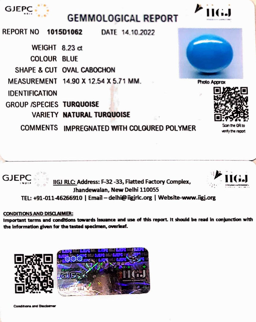8.23 Carat Turquoise-(832)