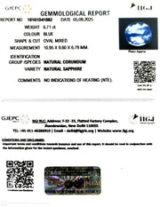 6.71/CT Natural Blue Sapphire with Govt Lab Certificate (110000)
