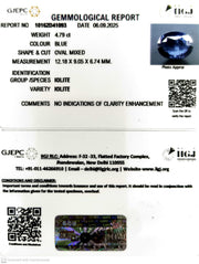 4.79/CT Natural Iolite With Govt. Lab Certificate (2331)