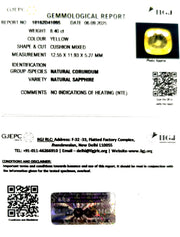 8.40/CT Natural Yellow Sapphire With Govt Lab Certificate (34410)