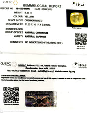 8.32/CT Natural Yellow Sapphire With Govt Lab Certificate (34410)