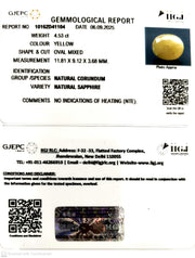4.53/CT Natural Yellow Sapphire With Govt Lab Certificate (1221)