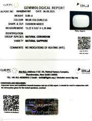 8.88/CT Natural White Sapphire with Govt Lab Certificate (2331)