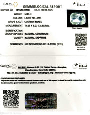 5.80/CT Natural Yellow Sapphire With Govt Lab Certificate (45510)