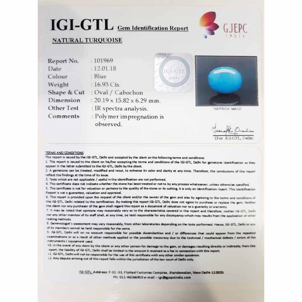 18.81 Ratti  turquoise with Govt. Lab Certificate-(550)