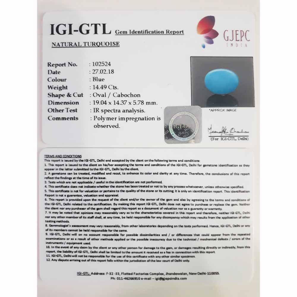 16.10 Ratti turquoise with Govt. Lab Certificate-(550)