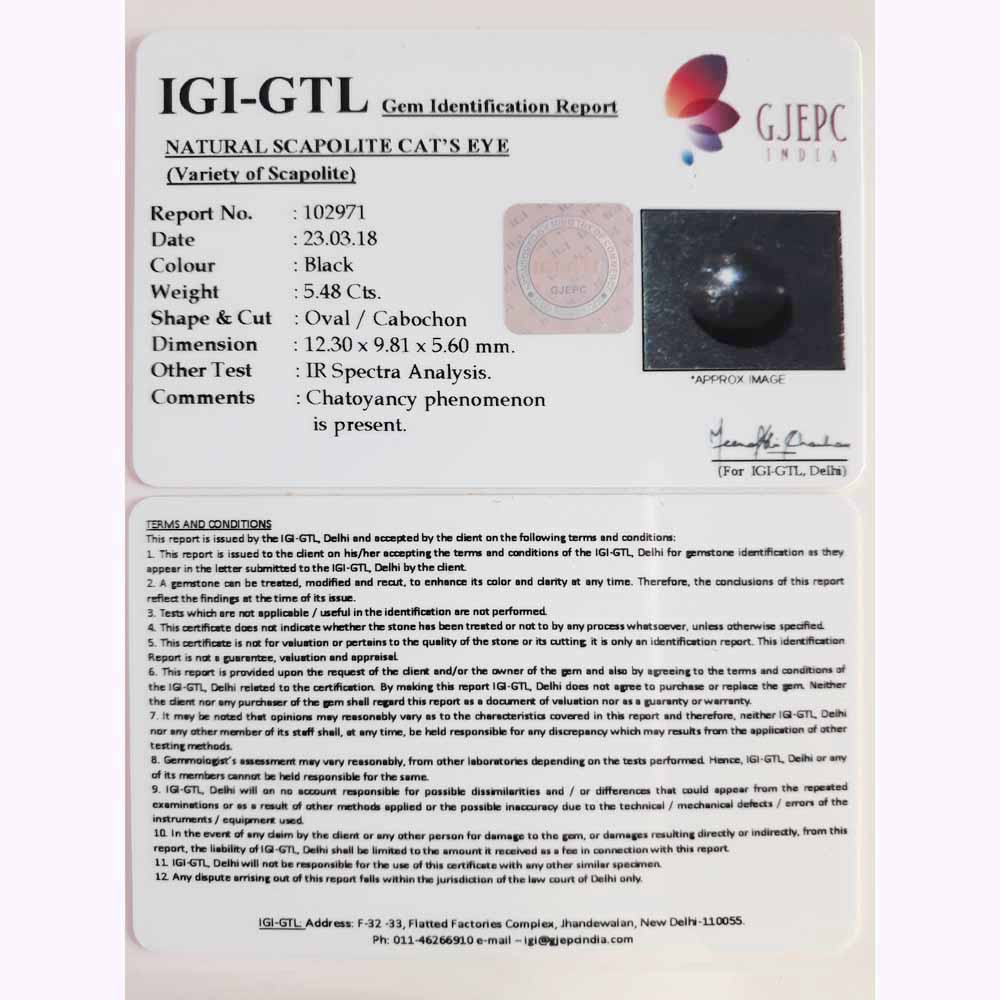 6.09 Ratti Natural Scapolite Cat's Eye with Govt. Lab certified-(1221)