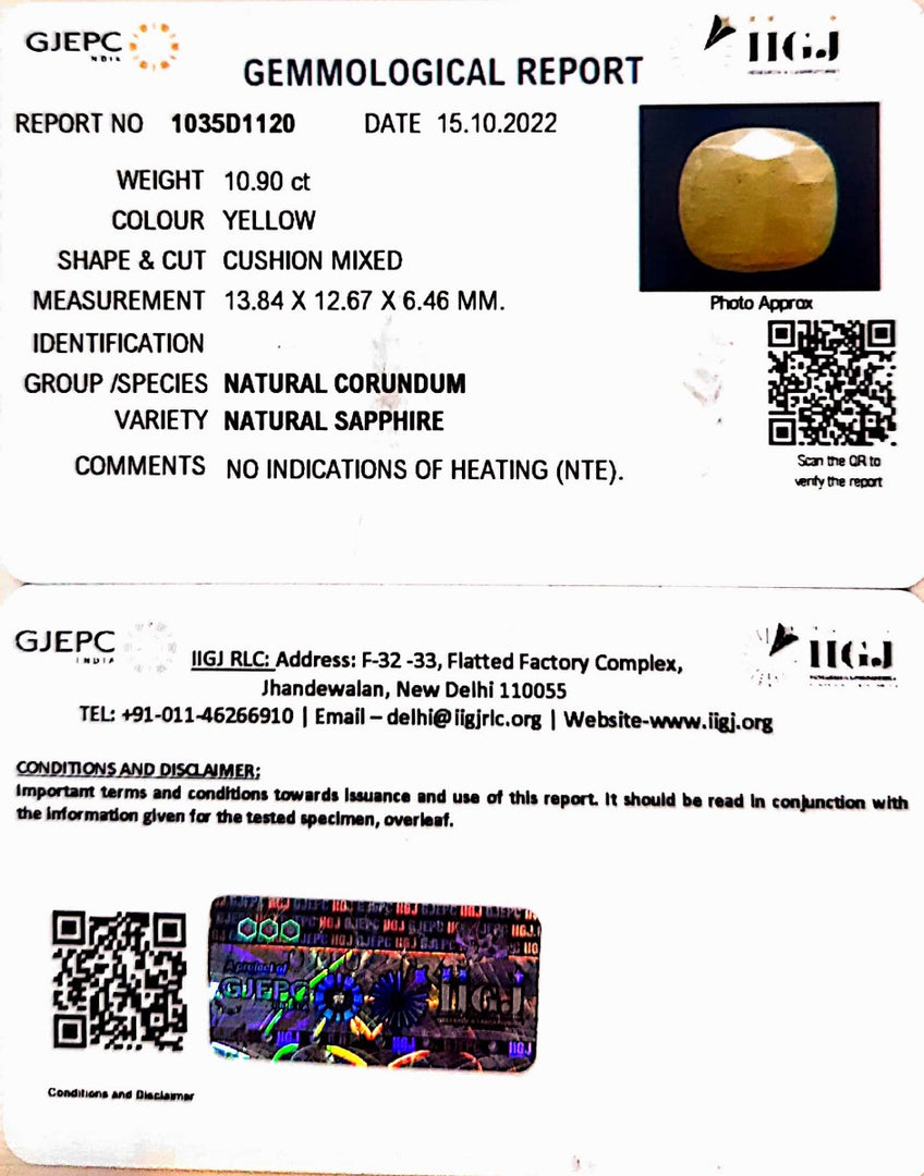 10.90/CT Natural Ceylonese Pukhraj Stone with Govt Lab Certificate-4551