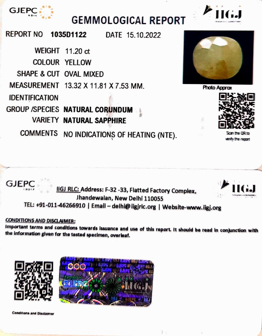 11.20/CT Natural Ceylonese Pukhraj Stone with Govt Lab Certificate-4551