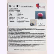 7.40 Carat Natural New Burma Ruby with Govt. Lab Certificate
