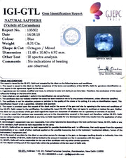 8.31/CT Natural Blue sapphire with Govt Lab Certificate-BLUSA9A