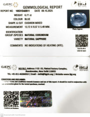 6.77/CT Natural Blue Sapphire with Govt Lab Certificate (16650)