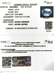 8.53/CT Natural Blue Sapphire with Govt Lab Certificate (16650)