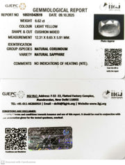6.62/CT Natural Yellow Sapphire With Govt Lab Certificate (23310)