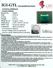 8.18/CT Natural Panna Stone With Govt. Lab Certificate  (6771)