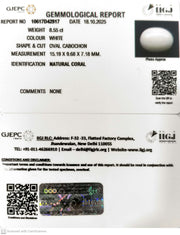 8.55/CT White Coral with Govt. Lab Certified (1500)