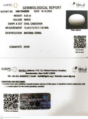 8.55/CT White Coral with Govt. Lab Certified (1500)
