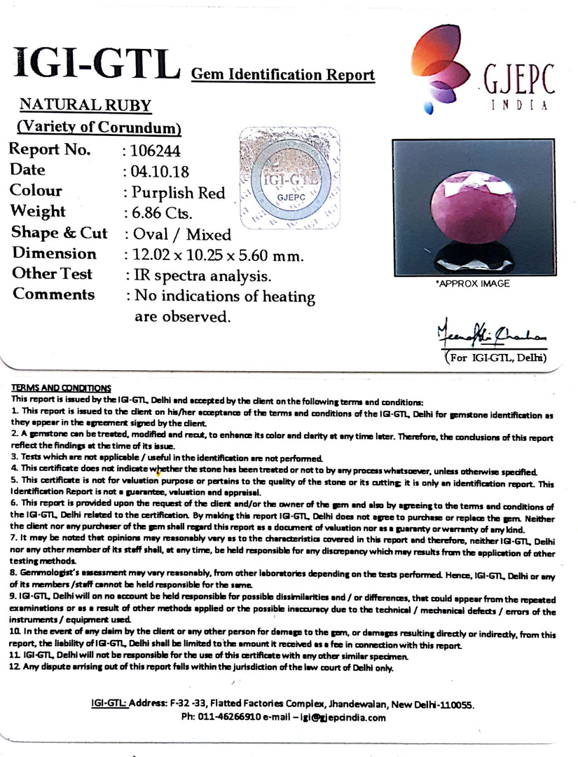 7.62 Ratti Natural Neo Burma Ruby with Govt Lab Certificate-(2331)