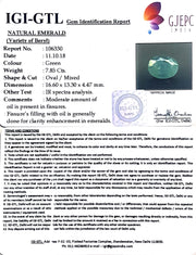 8.71 Ratti Natural ZAMBIAN  Panna Stone With Govt. Lab Certificate  (3441)