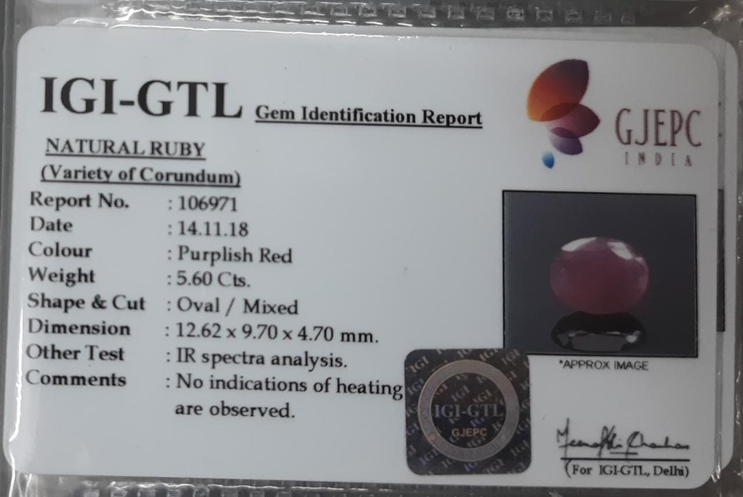6.22 Ratti Natural Neo Burma Ruby with Govt Lab Certificate-(3441)