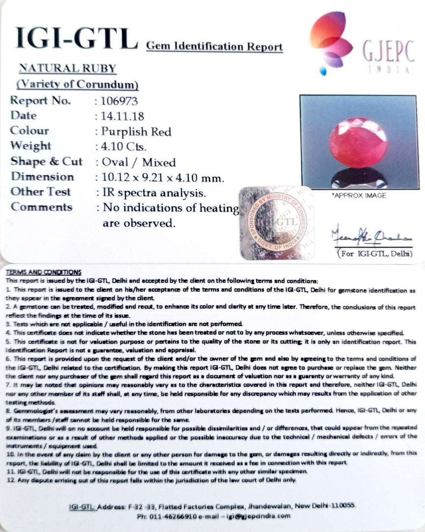 4.55 Ratti Natural Neo Burma Ruby with Govt. Lab Certificate-(5661)