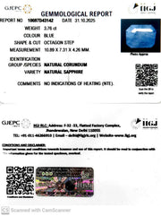 4.51/CT Natural Blue Sapphire with Govt Lab Certificate (6771)