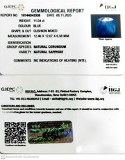 11.04/CT Natural Blue Sapphire with Govt Lab Certificate (4551)