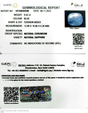9.42/CT Natural Blue Sapphire with Govt Lab Certificate (4551)