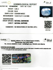 5.88/CT Natural Blue Sapphire with Govt Lab Certificate (8991)