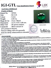 4.36/CT Natural Emerald Stone With Govt. Lab Certificate  (12210)