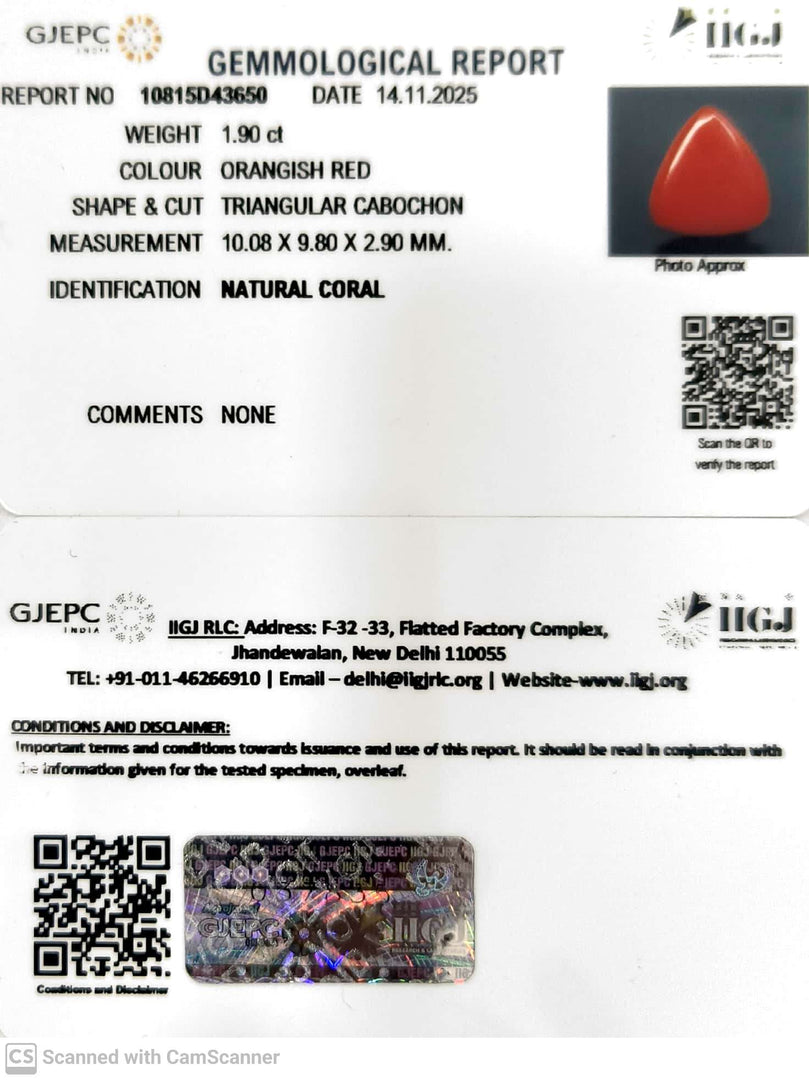 1.90/CT Natural Red Coral With Govt. Lab Certificate-10815D43650