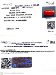 5.72/CT Natural Red Coral With Govt. Lab Certificate-10833D43743