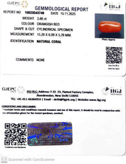 3.88/CT Natural Red Coral With Govt. Lab Certificate-10833D43749