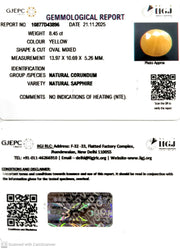 5.62/CT Natural Yellow Sapphire With Govt Lab Certificate (2331)