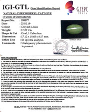 19.32 Ratti Natural Chrysoberyl Cat's Eye With Govt. Lab Certificate-(6771)