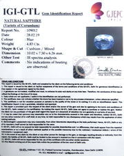 4.83/CT Natural Blue Sapphire With Govt Lab Certified (YELSA9X)