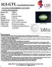 8.06 Ratti Natural Chrysoberyl Cat's Eye With Govt. Lab Certificate-(6771)