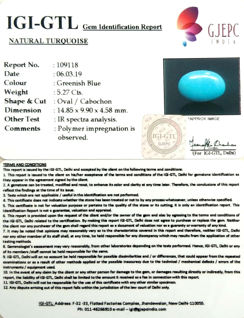 5.86 Ratti turquoise With Govt. Lab Certificate-(610)