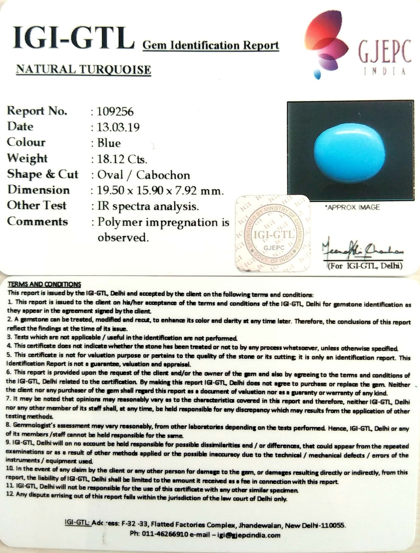 20.13 Ratti  Turouoise With Govt. Lab Certificate-(610)