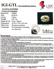 4.51/CT Natural Yellow Sapphire With Govt Lab Certificate-YELSA9U