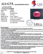 3.79/CT Natural Mozambique Ruby with Govt. Lab Certificate-RUBY9V