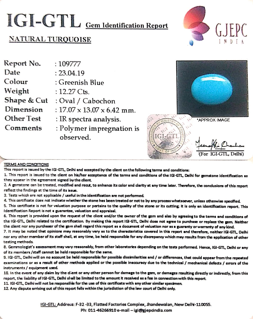 14.17 Ratti Turquoise With Govt. Lab Certificate-(610)