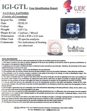 4.87/CT Natural Blue Sapphire with Govt Lab Certificate-BLUSA9W