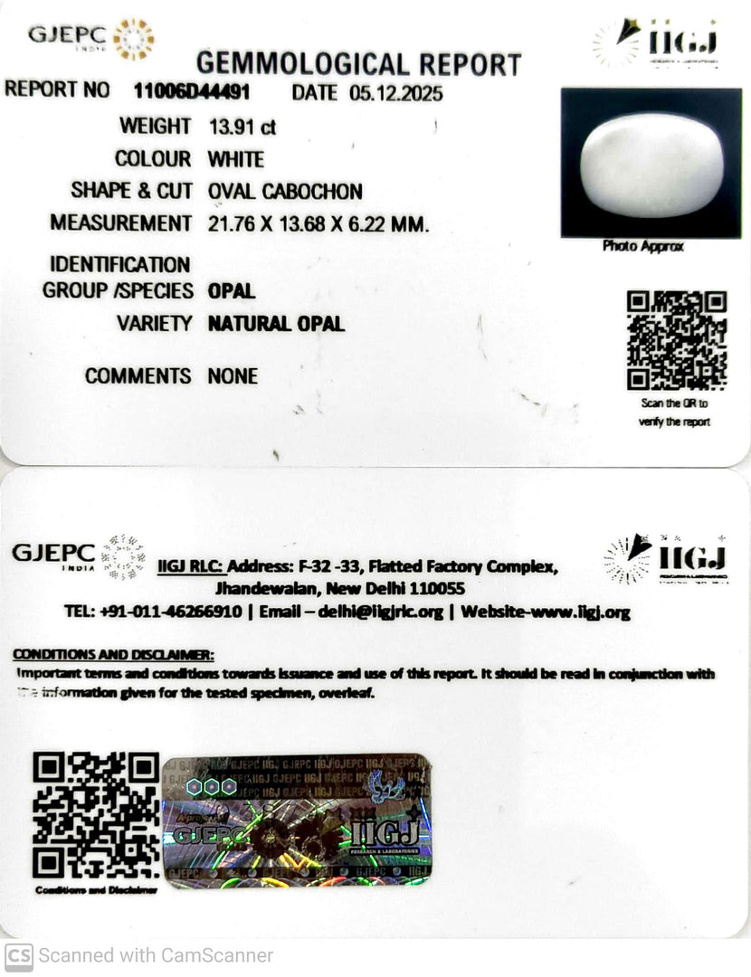 13.91/CT Natural Opal with Govt. Lab Certificate-11006D44491